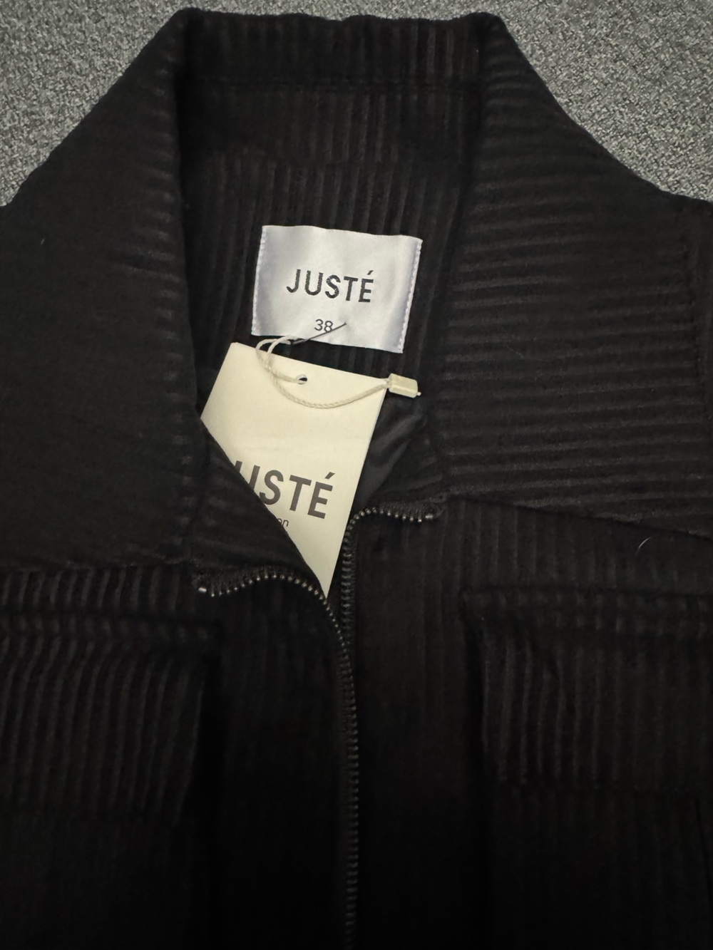 Black Ribbed Zip-Front Jacket - Picture 2 of 3